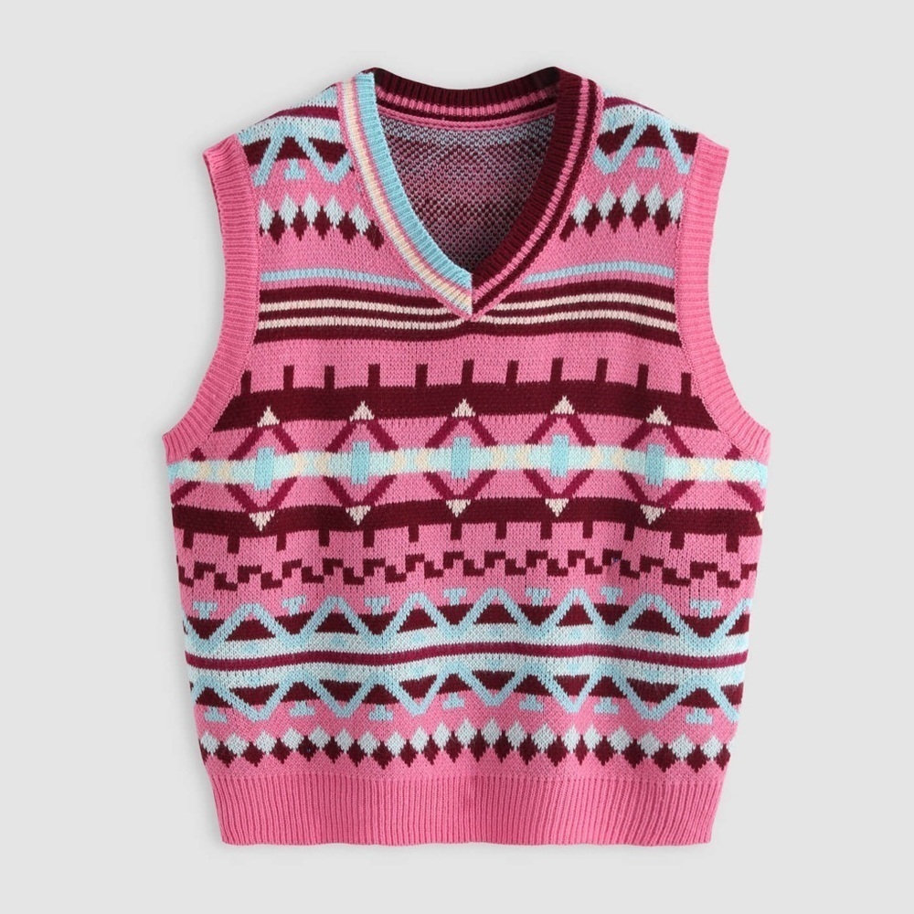 NWT Cider Women’s 1XL ANCIENT AZTEC OVERSIZED SWEATER VEST Knit Comfy
